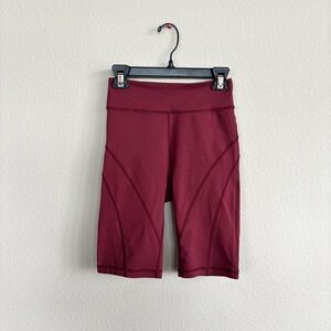 Free People High Waist Burgundy Bicycle Shorts